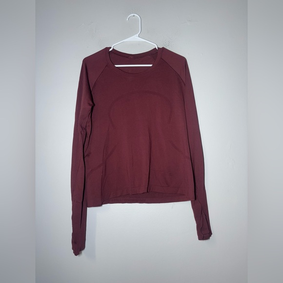 Lululemon Swiftly Breathe Long Sleeve Red Merlot size 8 - Picture 1 of 4